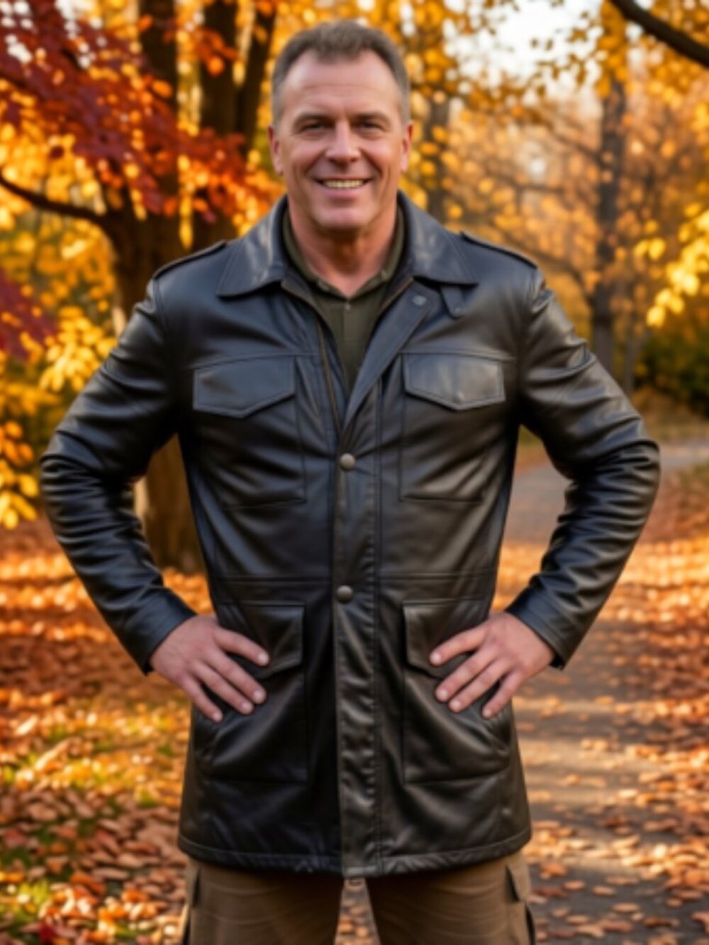 U.S. Cavalry Black Leather Coat-Vintage